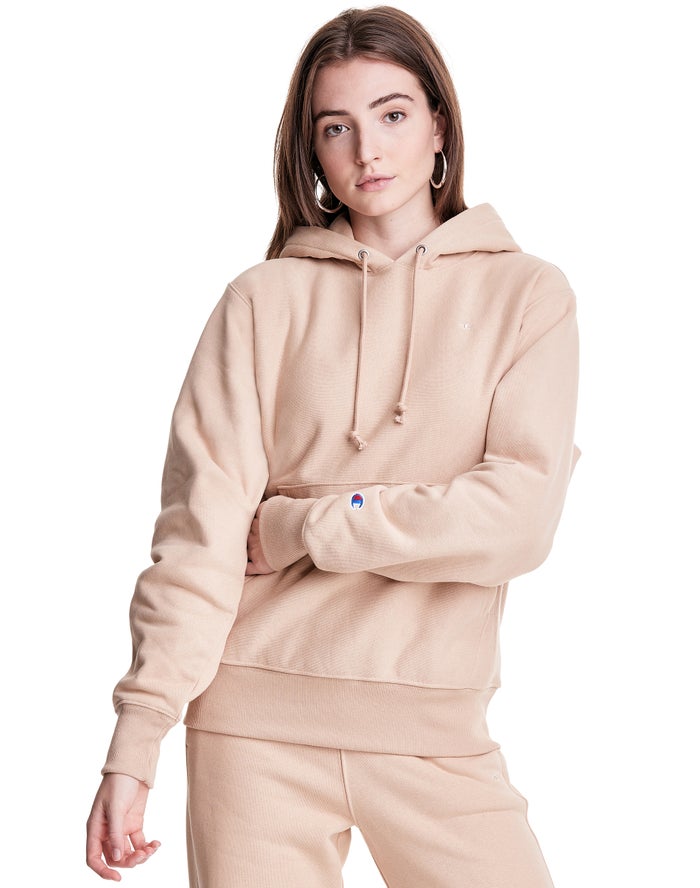 Champion Dame Hættetrøje Beige - Reverse Weave Boyfriend - Danmark EVD-879046